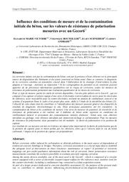 Influence des conditions de mesure et de la contamination initiale du béton, sur les valeurs de résistance de polarisation mesurées avec un Gecor6© = Toulouse | MARIE-VICTOIRE, (É.)