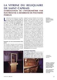 La vitrine du reliquaire de saint Caprais : stabilisation de l'hygrométrie par électrolyse à membrane de polymère poreux | DE REYER, (D.)