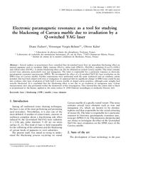 Electronic paramagnetic resonance as a tool for studying the blackening of Carrara marble due to irradiation by a Q-switched YAG laser = Florence - Italie | EICHERT (D.)