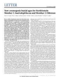 New cosmogenic burial ages for Sterkfontein Member 2 Australopithecus and Member 5 Oldowan | GRANGER (D.)