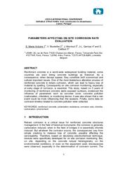 Parameters affecting on site corrosion rate evaluation = Lisbonne - Portugal | MARIE-VICTOIRE, (É.)