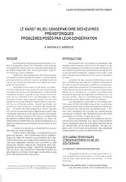 Le Karst milieu conservatoire des oeuvres préhistoriques. Problèmes posés par leur conservation = Périgueux - (Le) Thot | MANGIN (A.)