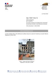 PARIS 7e (Paris, 75). Hôtel de Seignelay. Avis pour le traitement de conservation des panneaux de décor et des éléments de structure | MAURIN, (E.)