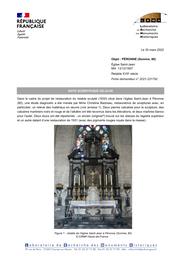 PÉRONNE (Somme, 80). Retable de l'église. Identification des pierres en oeuvre | LEROUX, (L.)