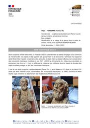 TONNERRE (Yonne, 89). Gendarmerie. Sculpture représentant saint Pierre, provenance inconnue. Identification de la pierre | LEROUX, (L.)