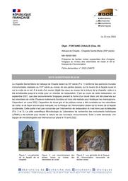 FONTAINE-CHAALIS (Oise, 60). Abbaye de Chaalis, chapelle Sainte Marie (XIIIe s.), clas. MH 1965. Présence de taches noires suspectées être d’origine fongique au niveau des retombées de voûte et de la fresque de l’Annonciation | FRANCOIS, (A.)