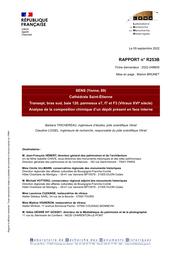 SENS (Yonne, 89). Cathédrale Saint-Étienne. Transept, bras sud, baie 120, panneaux e7, f7 et F3 (Vitraux XVIe siècle) Analyse de la composition chimique d'un dépôt présent en face interne | TRICHEREAU, (B.)