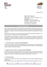 PARIS 7e (Paris, 75). Demandes de certificats d’exportation par la galerie Sismann. Tête de Vertu, romane (DAP2200241) et fragment décoré d’un oiseau (DAP2200420). Identification de la pierre sculptée | LEROUX, (L.)