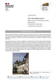 SAINT-CHAMANT (Cantal, 15). Château, aile nord, escalier d'accès au vestibule. Caractérisation de matériau pierre | LEROUX, (L.)