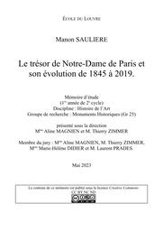 Le trésor de Notre-Dame de Paris et son évolution de 1845 à 1919 | SAULIERE, (M.)
