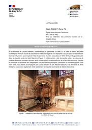 PARS 1er (Paris, 75). Église Saint-Germain-l'Auxerrois. Avis sur l'altération des peintures murales de la chapelle d'axe | NOWIK, (W.)