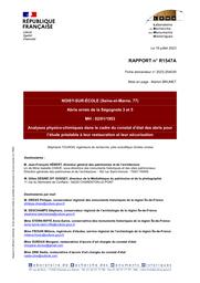 NOISY-SUR-ÉCOLE (Seine-et-Marne, 77). Abris ornés de la Ségognole 3 et 5. Analyses physico-chimiques dans le cadre du constat d’état des abris pour l’étude préalable à leur restauration et leur sécurisation | TOURON, (S.)