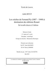La production de crèches de Fernand Py (1887- 1949) à destination des éditions Rouart : De la taille directe à l’édition | RIVET, (A.)
