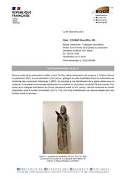 COLMAR (Haut-Rhin, 68). Musée Unterlinden. Statue de prophète au phylactère issue de la collégiale Saint-Martin. Identification de la pierre | LEROUX, (L.)