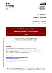 CAI-RN. Action de formation A6 : Métallographie des alliages de plomb. Bilan | AZÉMA, (A.)