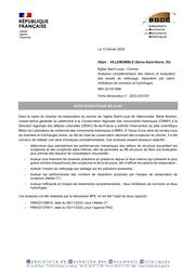 VILLEMOMBLE (Seine-Saint-Denis, 93). Église Saint-Louis, clocher. Analyses complémentaire des bétons et évaluation des essais de nettoyage, réparation par patch, inhibiteurs de corrosion et hydrofuges. | MARIE-VICTOIRE, (É.)