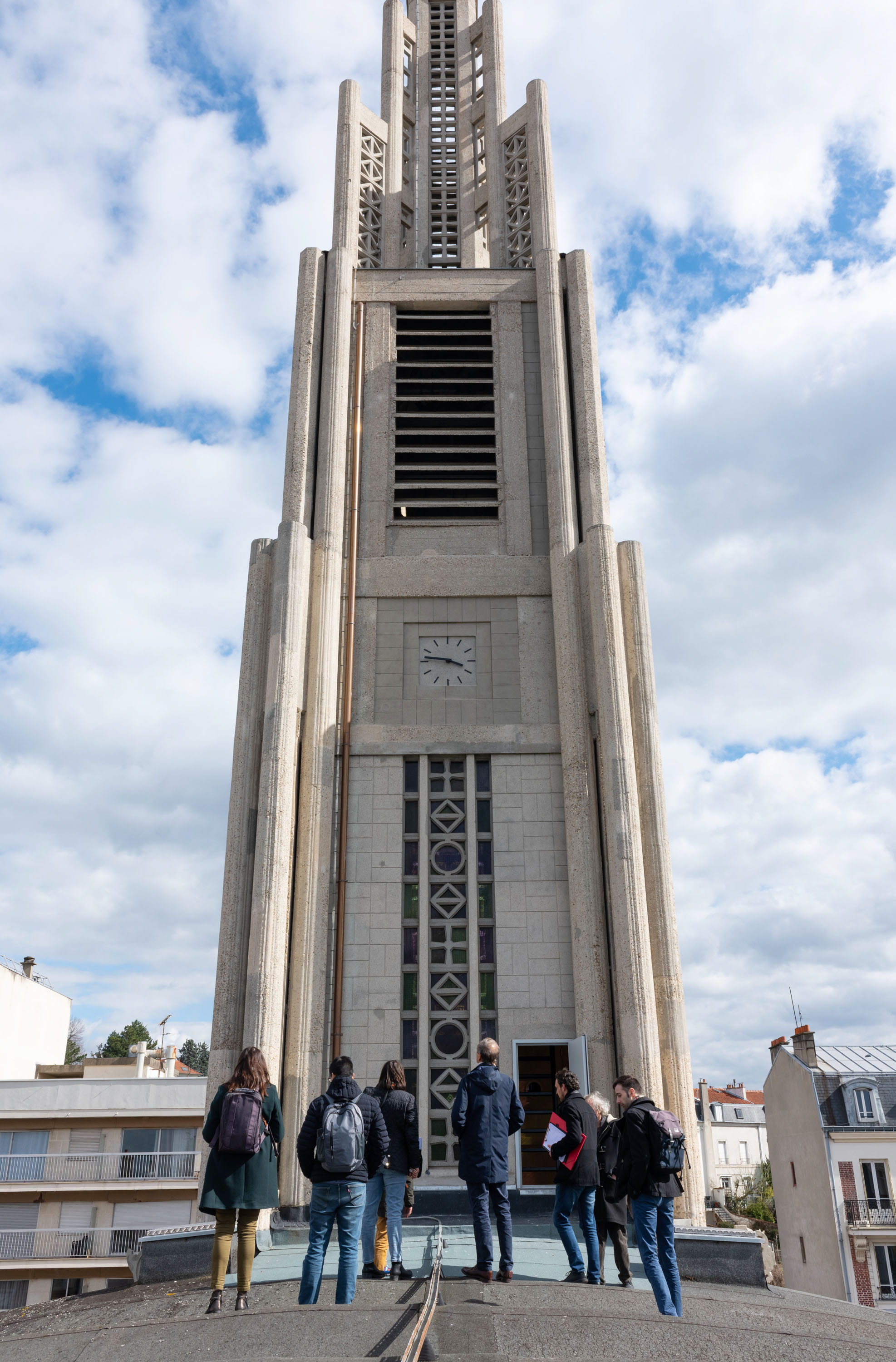Pôle scientifique Béton et Vitrail, réunion de fin de chantier de restauration de l'église Notre-Dame du Raincy, mars 2023